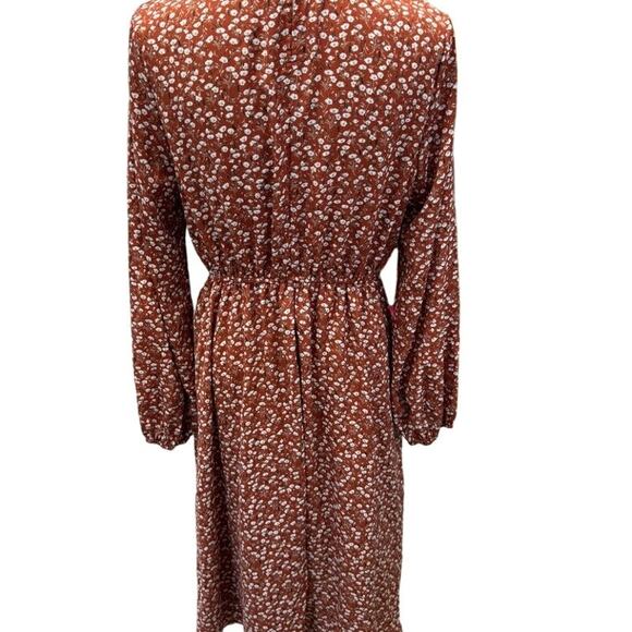 Brown sheer ,Prairie‎ dress w/ white flowers, Bishop Sleeve, Fall ,Thanksgiving - Picture 5 of 9